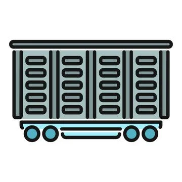 Freight train wagon transporting goods on railway line Stock Illustration