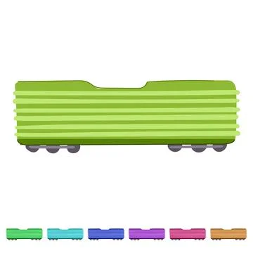 Freight train wagon transporting stacked wood planks graphic Stock Illustration