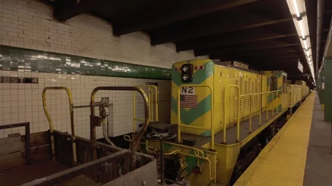 Freight train in WEST 4 Street subway metro station, New York City - 4K Stock Footage 308334086