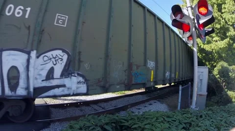 Freight train in West Vancouver BC Canada Stock Footage 45488505