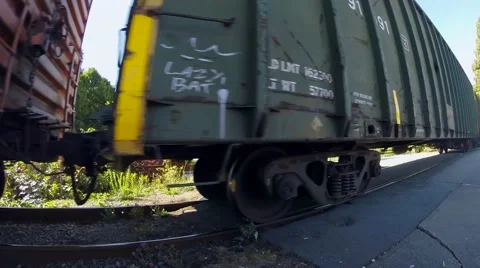 Freight train in West Vancouver BC Canada Stock Footage
