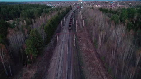A freight train withj empty car wagons Stock Footage 196520844