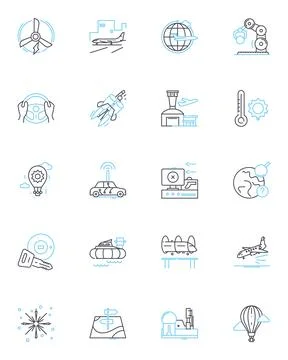 Freight transport linear icons set. Shipping, Logistics, Cargo, Transportation Stock Illustration