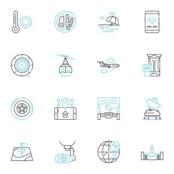 Freight transport linear icons set. Shipping, Logistics, Cargo, Transportation Stock Illustration