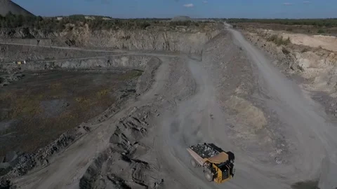 Freight transportation of crushed granite Stock Footage 200827690