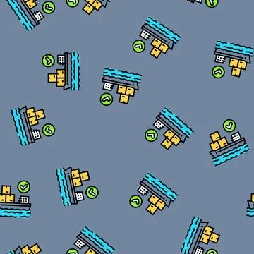 Freight transportation logistic manager vector seamless pattern Stock Illustration