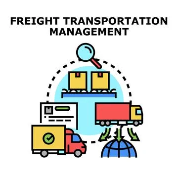 Freight transportation management planning logistics system concept Illustrazione stock