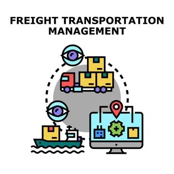 Freight transportation management tracking and delivery logistics 스톡 일러스트