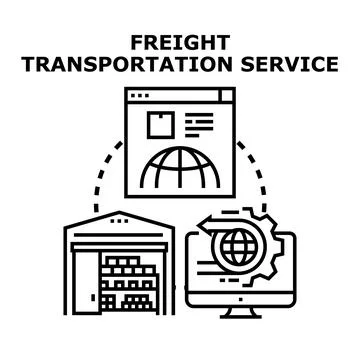 Freight transportation service logistics supply chain management Stock Illustration