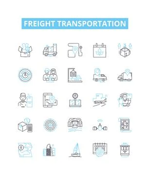 Freight transportation vector line icons set. Shipping, Logistics, Cargo, Trucks Stock Illustration