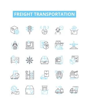 Freight transportation vector line icons set. Shipping, Logistics, Cargo, Trucks Stock Illustration