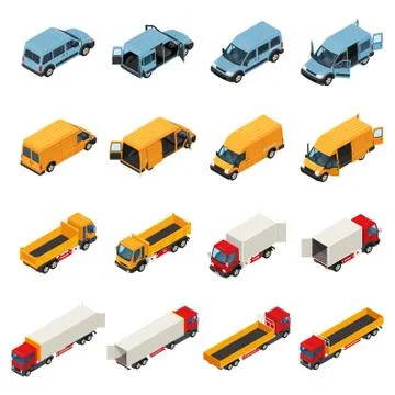 Freight Transportation Vehicles Collection Stock Illustration