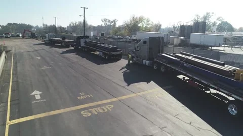 Freight trucks lined up Stock Footage 166520281