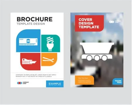 Freight wagon brochure flyer design template Stock Illustration