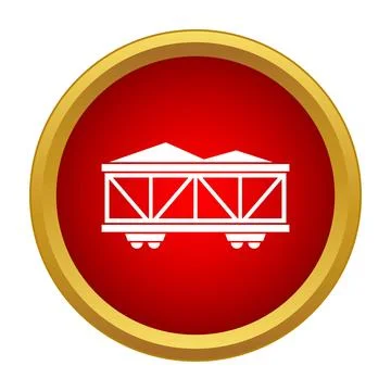 Freight wagon carrying coal for mining industry icon Stock Illustration