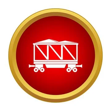 Freight wagon carrying commodity in red circle icon Stock Illustration