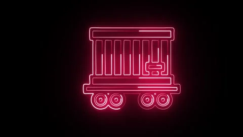 Freight Wagon Icon Isolated on Black Background, Rail Cargo Neon Line Anima.. Stock-Footage 323940839