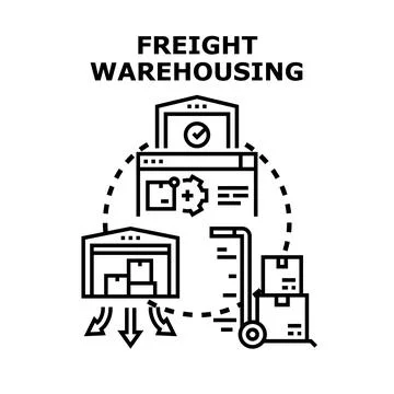 Freight warehousing logistics providing global shipping management Illustrazione stock