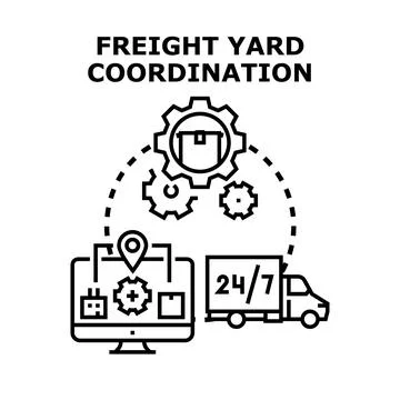 Freight yard coordination managing global logistics network Stockillustratie