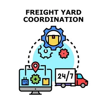 Freight yard coordination managing global logistics network Stock Illustration