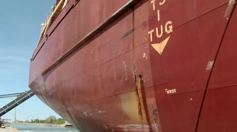 Freighter and closing Bridge HD Stock Footage 10725696