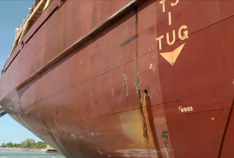 Freighter and closing Bridge NTSC Stock Footage 10725678