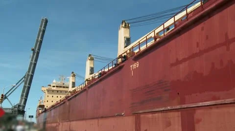 Freighter and raised Bridge HD Stock Footage 10728521