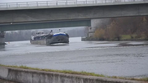Freighter in Channel Stock Footage 50882705