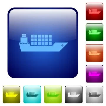 Freighter color square buttons Stock Illustration