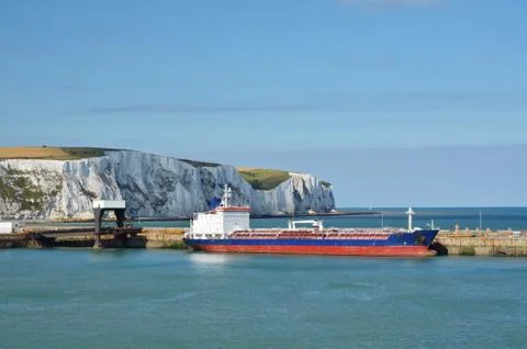 Freighter in Dover harbour Stock Photos