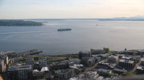 Freighter Leaving Seattle Harbor Stock Footage 39412998