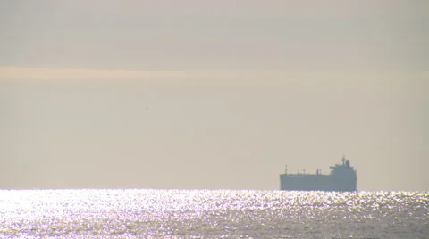 Freighter on open sea Stock Footage 35297439