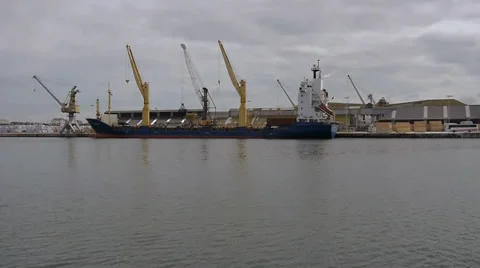 Freighter in Saint Malo harbour Stock Footage 39301481