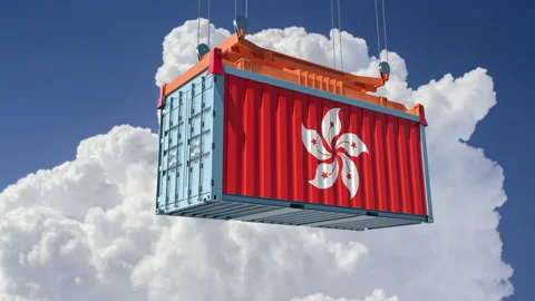 Freigth Container with Hong Kong Flag. Stock Footage 158125210