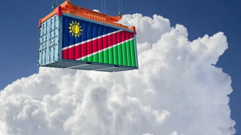 Freigth Container with Namibia national Flag. Stock Footage 158125425