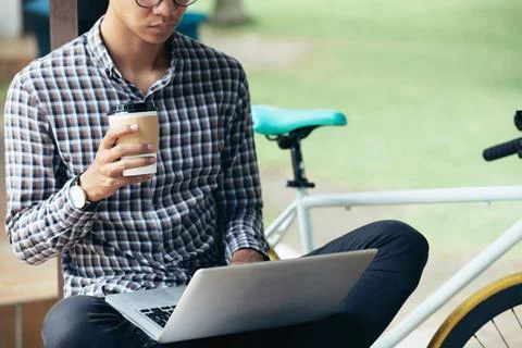 Frelance Programmer in Park Stock Photos