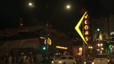 Fremont Las Vegas busy intersection Stock Footage 278128091