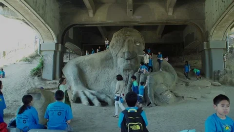 Fremont Troll Seattle 4k Timelapse Vídeos de archivo 77171613