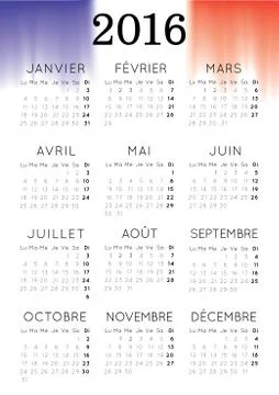 French 2016 Calendar Illustrazione stock