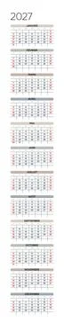 French 2027 Vertical Linear Grid Executive Progress Tracking Calendar Minim.. Illustration