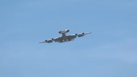 French Air Force's Boeing E-3F Sentry Airborne Warning and Control aircraft Stock Footage 278470269