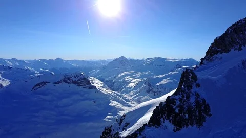 French Alps Mountain Range Panoramic On A Sunny Day Video stock 82810957