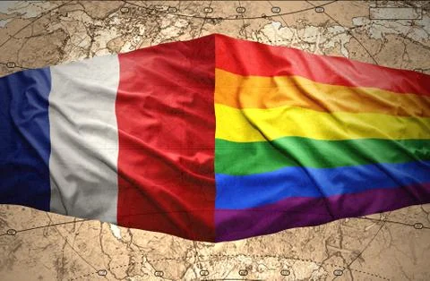 French and rainbow flags Stock Illustration