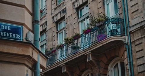 French Apartments with flowers. Stock Footage 300436601