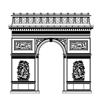 French Arc de Triomphe in black-and-white color Stockillustratie