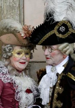 French aristocratic style man and woman, carnival of venice Stock Photos