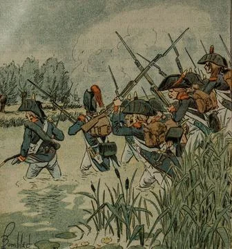 The French army passes the Piave, e Memorial de Sainte Helene by the Count of Stock Illustration