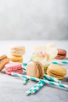 French assorted macarons Stock Photos
