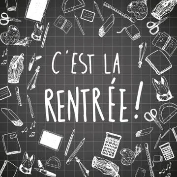 French Back to school background Stock Illustration