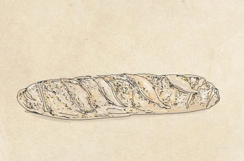 A French baghette, bread Illustrazione stock